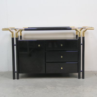 Hollywood Regency Lacquered Cabinet in Black, 1980s-NE-1743127