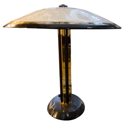 Hollywood Regency Marble, Brass and Glass Italian Table Lamp by Tommaso Barbi, 1970s-NMK-1378168