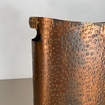 Hollywood Regency Metal Copper and Rattan Umbrella Stand, Germany, 1950s-QZ-1114548