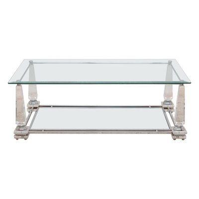 Hollywood Regency Rectangular Acrylic Glass Obelisk Coffee Table, 1976-KL-695799