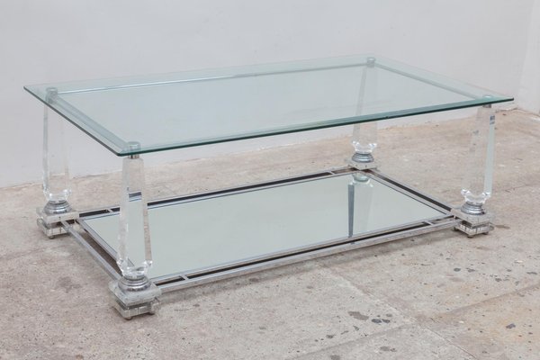 Hollywood Regency Rectangular Acrylic Glass Obelisk Coffee Table, 1976-KL-695799