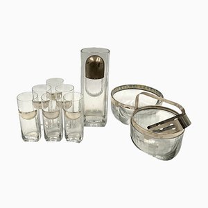 Hollywood Regency Silver Cocktail Set by Taddei Sestini for Kristal Krisla, Italy, 1970s, Set of 9-TXN-1786989