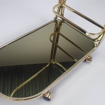 Hollywood Regency Smoked Glass & Brass Trolley, 1970s-RMX-867855