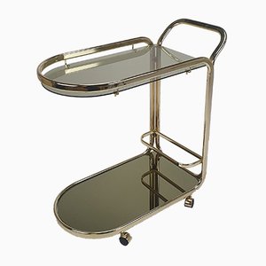 Hollywood Regency Smoked Glass & Brass Trolley, 1970s-RMX-867855