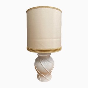 Hollywood Regency Style Bamboo Lamp in White Ceramic, 1970-QKG-1764199