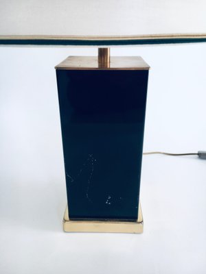 Hollywood Regency Style Black & Gold Square Table Lamp, 1970s-RQV-1022716