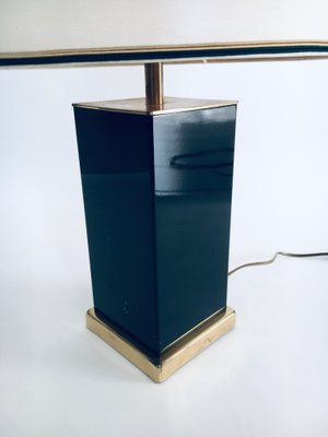 Hollywood Regency Style Black & Gold Square Table Lamp, 1970s-RQV-1022716