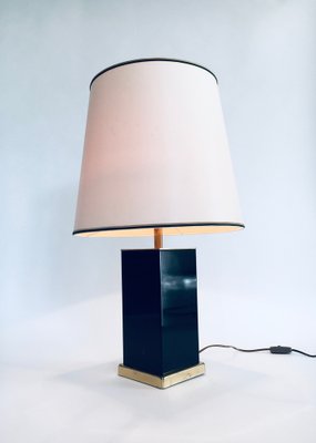 Hollywood Regency Style Black & Gold Square Table Lamp, 1970s-RQV-1022716