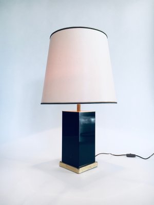 Hollywood Regency Style Black & Gold Square Table Lamp, 1970s-RQV-1022716