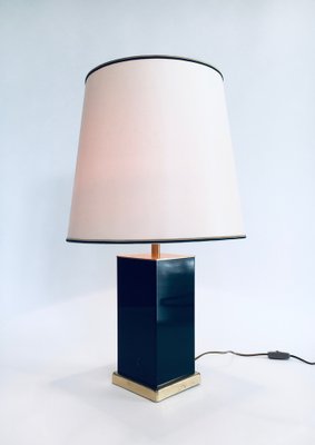 Hollywood Regency Style Black & Gold Square Table Lamp, 1970s-RQV-1022716