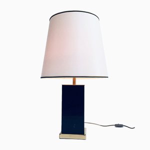 Hollywood Regency Style Black & Gold Square Table Lamp, 1970s-RQV-1022716