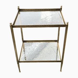 Hollywood Regency Style Brass and Glass Two-Tier Side Table, 1960s-OXJ-1726454