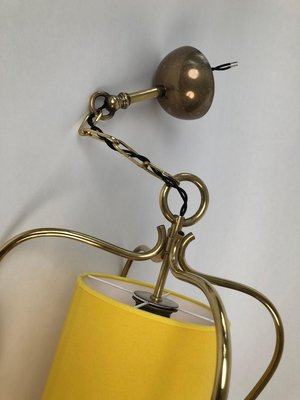 Hollywood Regency Style Ceiling Lamp in Brass with Yellow Shade from Rupert Nikoll, 1950s-BAF-763517