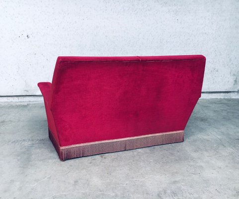 Hollywood Regency Style Fuchsia Velvet 2-Seat Sofa with Fringe, 1960s-RQV-913728