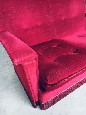 Hollywood Regency Style Fuchsia Velvet 2-Seat Sofa with Fringe, 1960s-RQV-913728