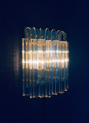 Hollywood Regency Style Glass & Brass Wall Lamp from Massive, Italy, 1980s-RQV-937478