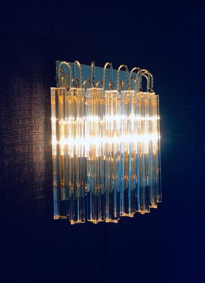 Hollywood Regency Style Glass & Brass Wall Lamp from Massive, Italy, 1980s-RQV-937478