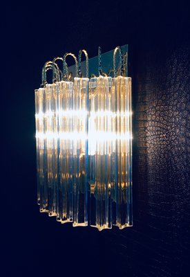 Hollywood Regency Style Glass & Brass Wall Lamp from Massive, Italy, 1980s-RQV-937478