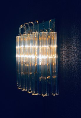 Hollywood Regency Style Glass & Brass Wall Lamp from Massive, Italy, 1980s-RQV-937478