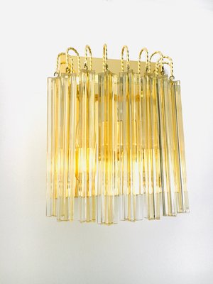 Hollywood Regency Style Glass & Brass Wall Lamp from Massive, Italy, 1980s-RQV-937478