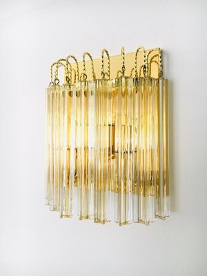 Hollywood Regency Style Glass & Brass Wall Lamp from Massive, Italy, 1980s-RQV-937478