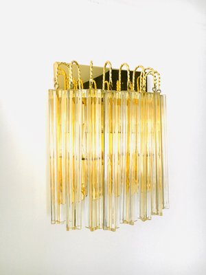 Hollywood Regency Style Glass & Brass Wall Lamp from Massive, Italy, 1980s-RQV-937478