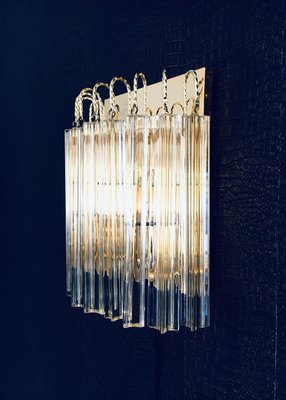 Hollywood Regency Style Glass & Brass Wall Lamp from Massive, Italy, 1980s-RQV-937478