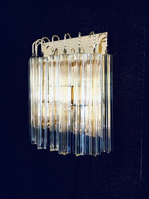 Hollywood Regency Style Glass & Brass Wall Lamp from Massive, Italy, 1980s-RQV-937478