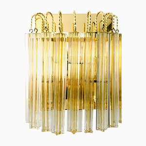 Hollywood Regency Style Glass & Brass Wall Lamp from Massive, Italy, 1980s-RQV-937478