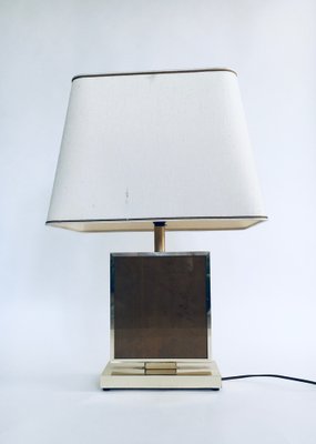 Hollywood Regency Style Gold Square Table Lamp, 1970s-RQV-1022715