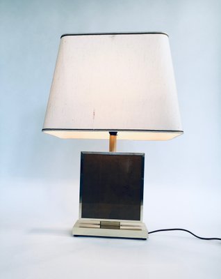 Hollywood Regency Style Gold Square Table Lamp, 1970s-RQV-1022715