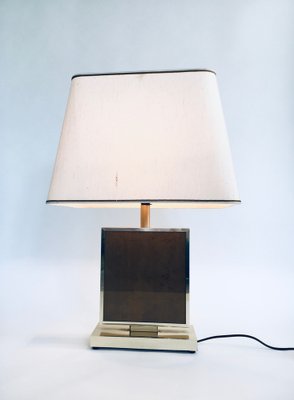 Hollywood Regency Style Gold Square Table Lamp, 1970s-RQV-1022715