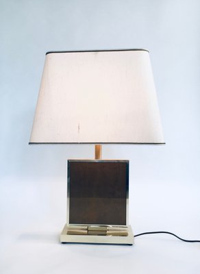 Hollywood Regency Style Gold Square Table Lamp, 1970s-RQV-1022715