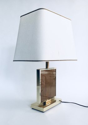 Hollywood Regency Style Gold Square Table Lamp, 1970s-RQV-1022715