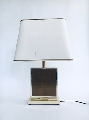 Hollywood Regency Style Gold Square Table Lamp, 1970s-RQV-1022715