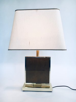 Hollywood Regency Style Gold Square Table Lamp, 1970s-RQV-1022715