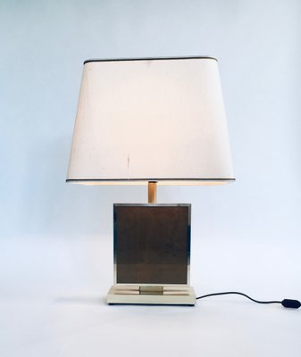 Hollywood Regency Style Gold Square Table Lamp, 1970s-RQV-1022715