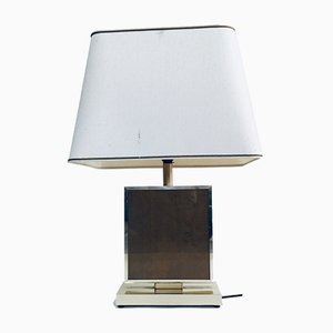 Hollywood Regency Style Gold Square Table Lamp, 1970s-RQV-1022715