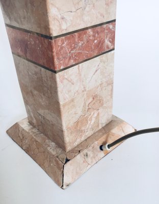 Hollywood Regency Style Pink Marble Table Lamps, Italy, 1970s, Set of 2-RQV-1065415