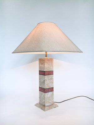 Hollywood Regency Style Pink Marble Table Lamps, Italy, 1970s, Set of 2-RQV-1065415