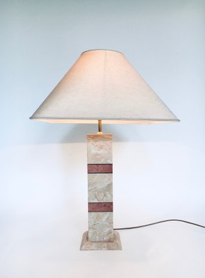 Hollywood Regency Style Pink Marble Table Lamps, Italy, 1970s, Set of 2-RQV-1065415