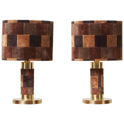 Hollywood Regency Table Lamps in Brass and Rug, 1970s, Set of 2-VLZ-631821