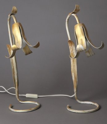 Hollywood Regency Table Lamps in the Form of a Golden Lily, 1980s, Set of 2-ESB-1724043