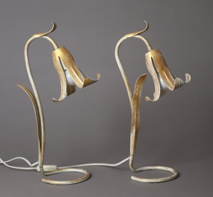 Hollywood Regency Table Lamps in the Form of a Golden Lily, 1980s, Set of 2-ESB-1724043