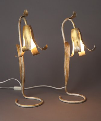 Hollywood Regency Table Lamps in the Form of a Golden Lily, 1980s, Set of 2-ESB-1724043