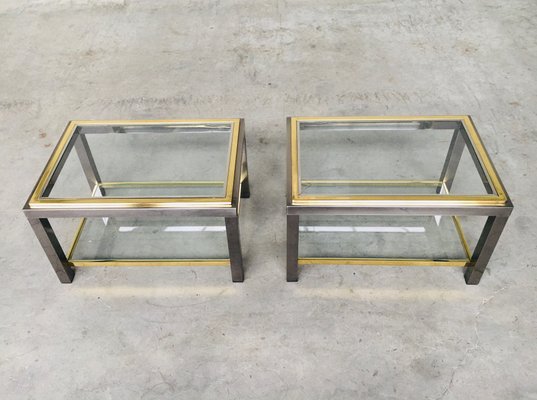 Hollywood Regency Two-Tier Sofa End Tables, 1970s, Set of 2-RQV-988346