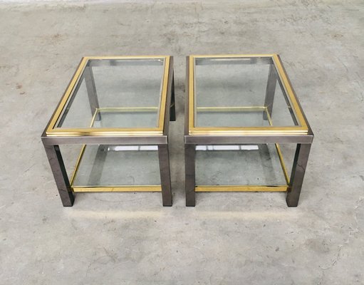 Hollywood Regency Two-Tier Sofa End Tables, 1970s, Set of 2-RQV-988346