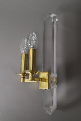 Hollywood Regency Wall Light in Acrylic Glass and Brass from Vereinigte Werkstätten-ESB-1789750