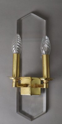 Hollywood Regency Wall Light in Acrylic Glass and Brass from Vereinigte Werkstätten-ESB-1789750