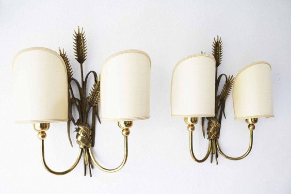 Hollywood Regency Wall Lights in Brass from Hans Kögl, 1970s, Set of 2-FJP-1729842